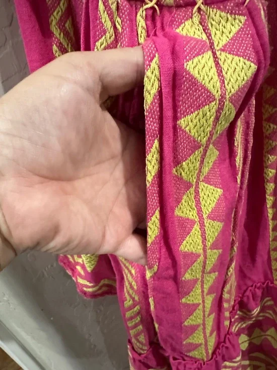 Anthropologie Maeve Pink and Yellow Geometric Tunic Top - Picture 4 of 5